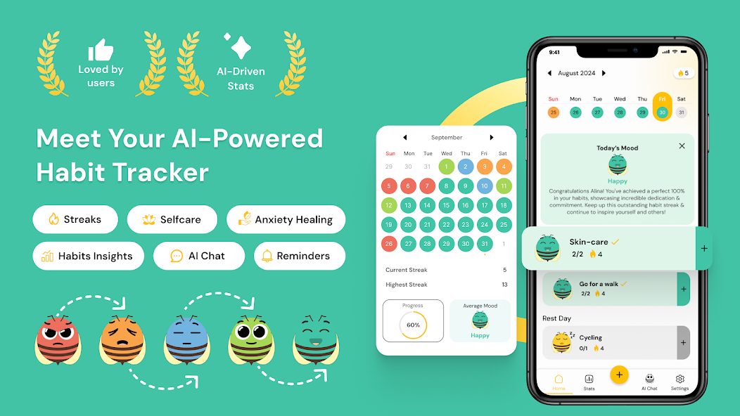 HabitBee - World's First AI-Powered Habit Tracking App Screenshot